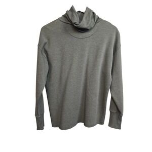 Aerie Olive Green Funnel Cowl Neck Pullover Sweatshirt Relaxed Fit Womens XXS